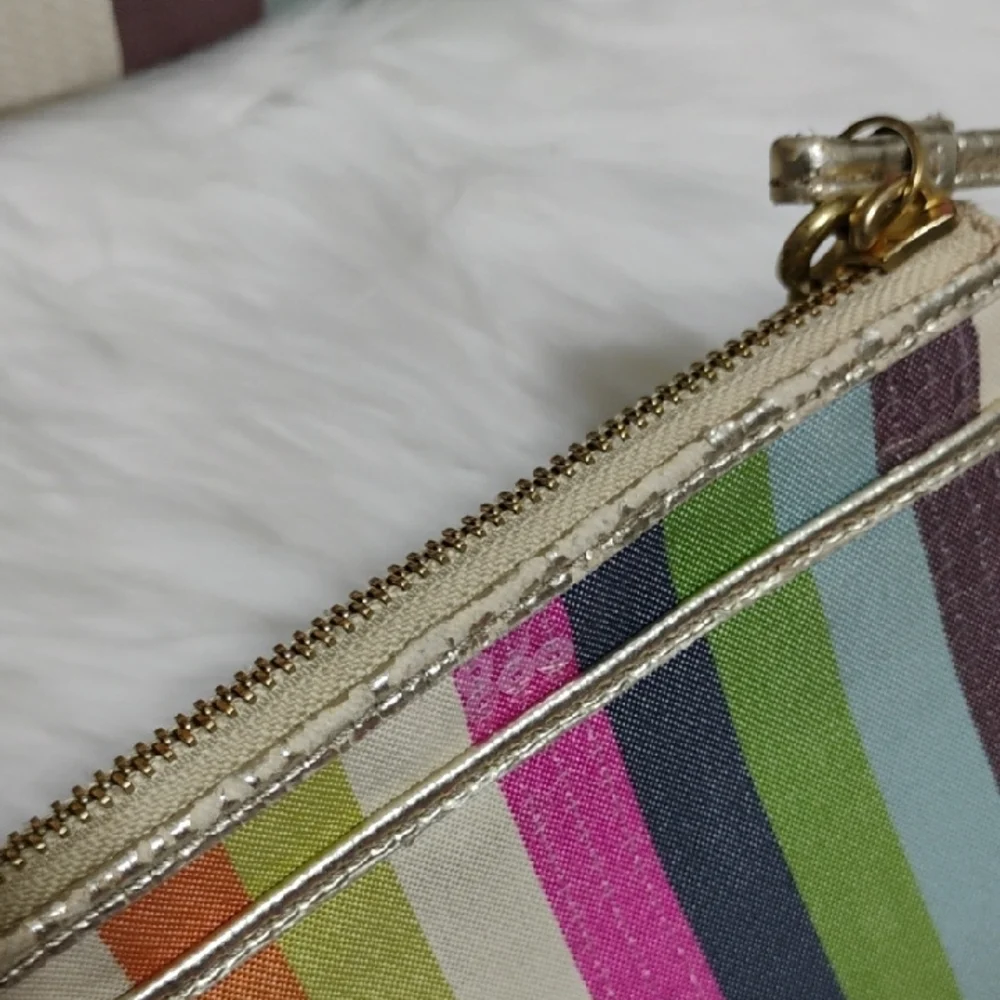 SALE! Coach Poppy Legacy Sequined Striped Shoulder Bag & Matching Wristlet - Picture 7 of 16